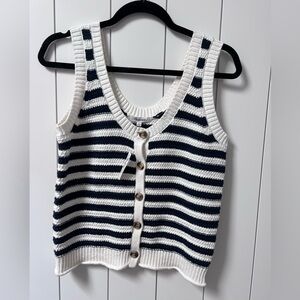 Madewell Navy and White Striped Knit Top